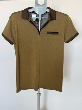 Marc Asher New York Men's Olive Quarter Zip Polo Shirt Size S